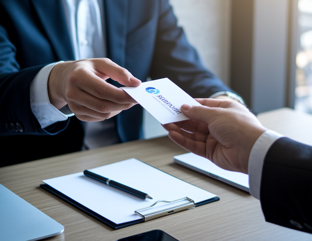 custom printed brochure or business card to a potential client