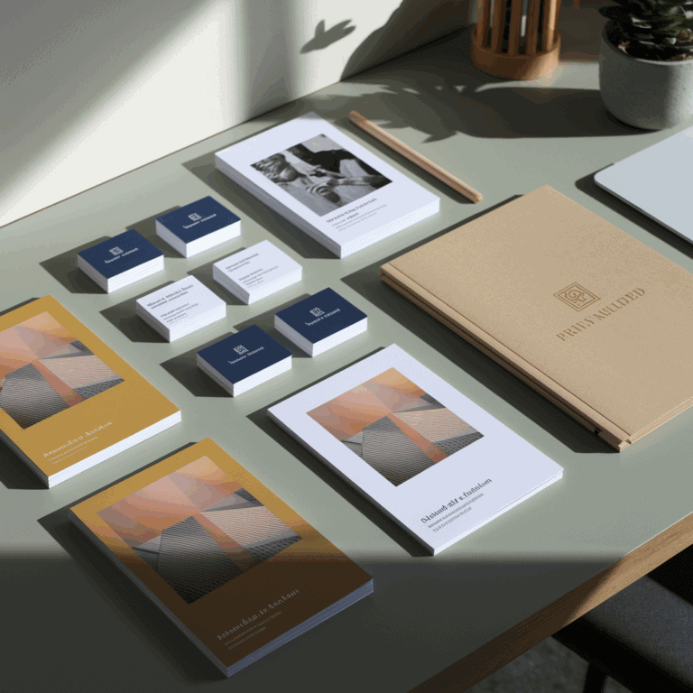 premium printed marketing materials on a clean